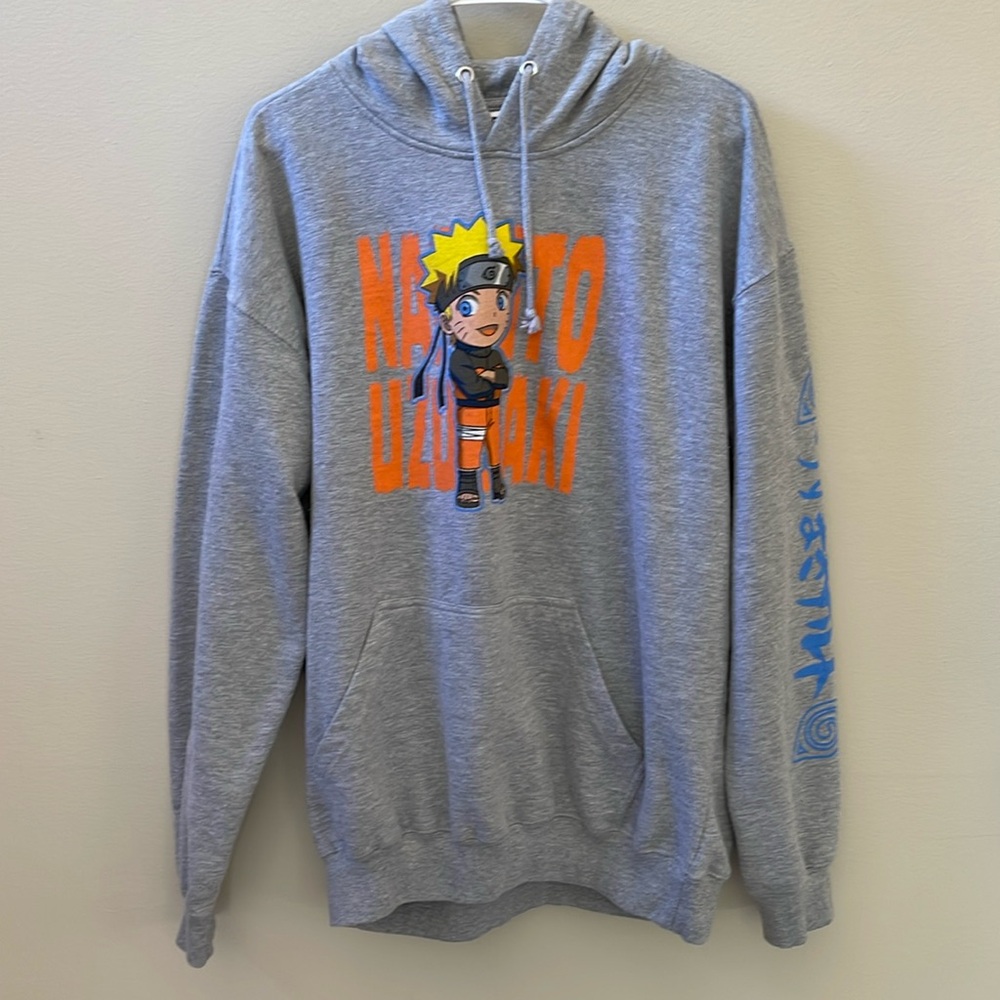 Naruto Grey Hoodie Sweatshirt Size XL